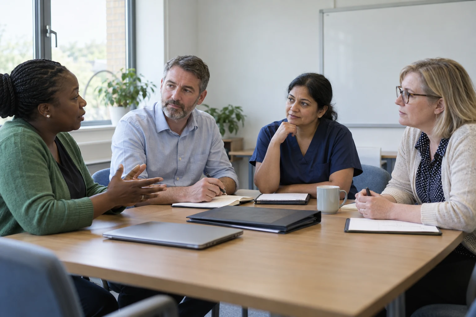 Illustrative image of healthcare professionals discussing multidisciplinary care